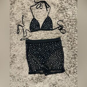 Fashion Nova rhinestone 2 piece suit